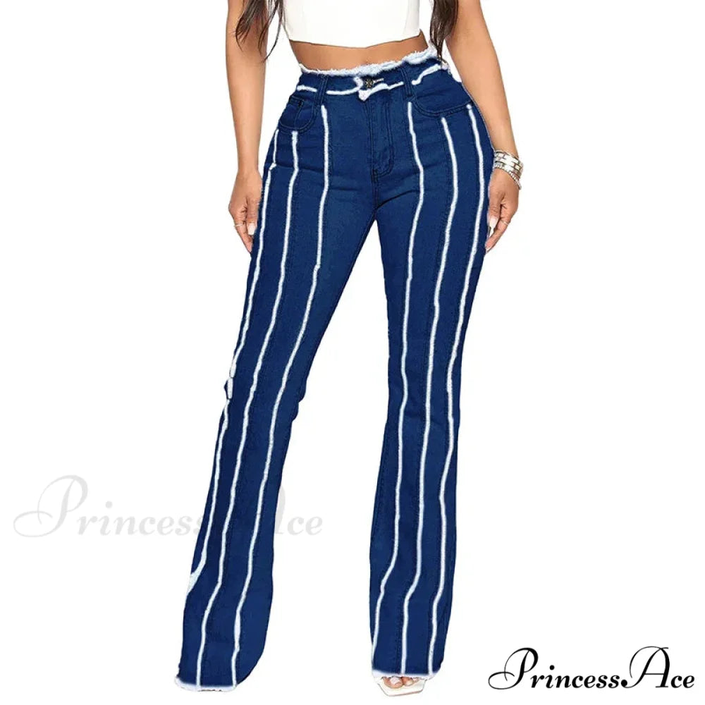 2024 Stretch Women’s Vintage Fashion High Waist Flare Women Slim Spliced Bell Bottom Streetwear Wash Denim Jean