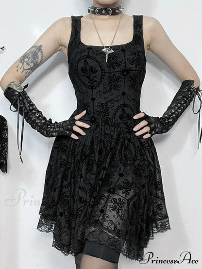 2024 Summer New Harajuku Retro Sexy Wrapped Hip Mini Dress Y2K Vintage Gothic Punk Dark Style Tie Up A-Line Dress Black