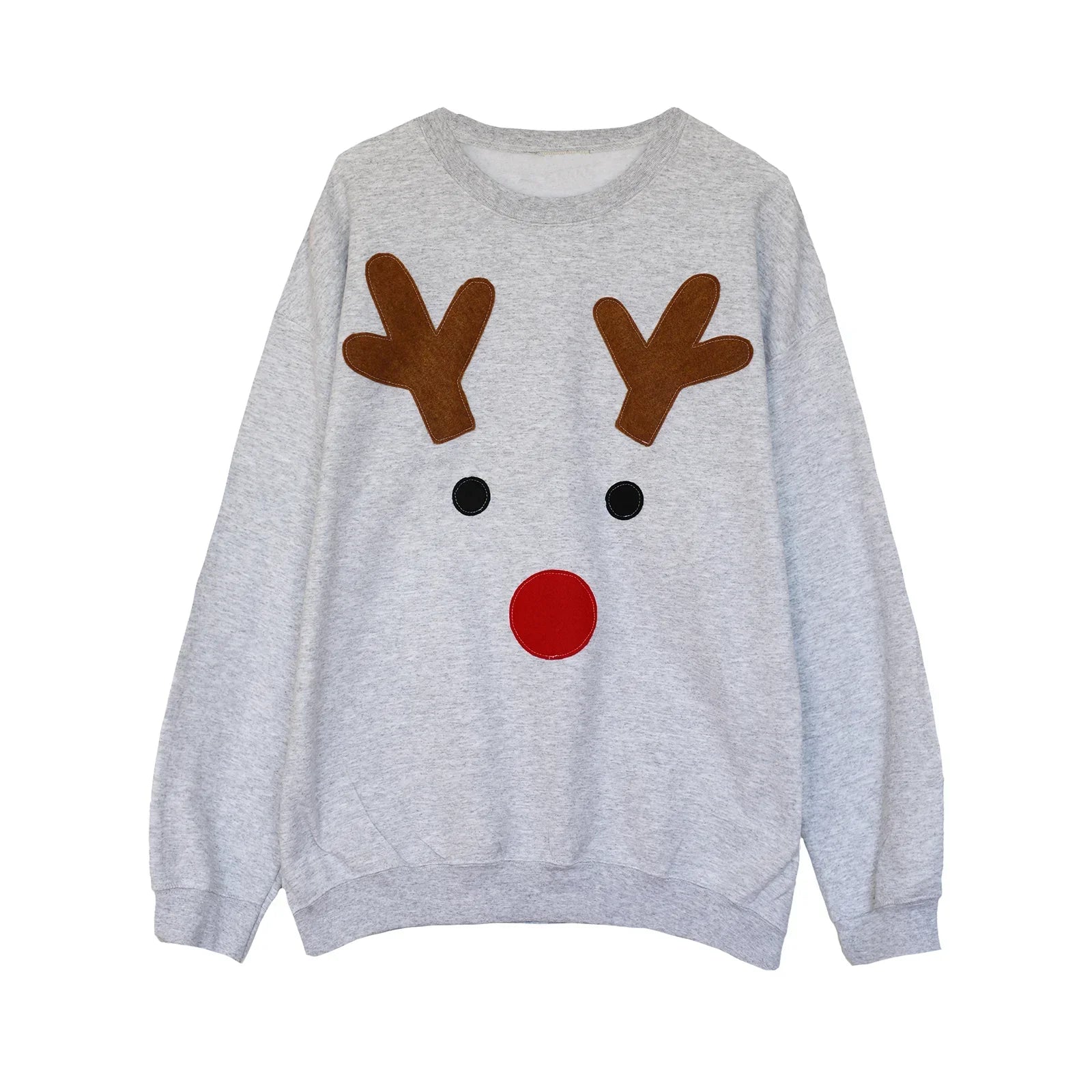 Loose Oversized Gingerbread Crew Neck Casual Christmas Hoodie Gray / S Hoodies-L