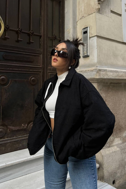 Zip Up Stand Collar Sweatshirt Jacket