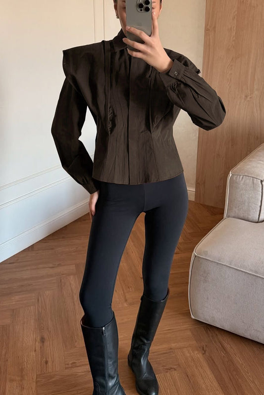 Ruched Waist Tie Back Shirt