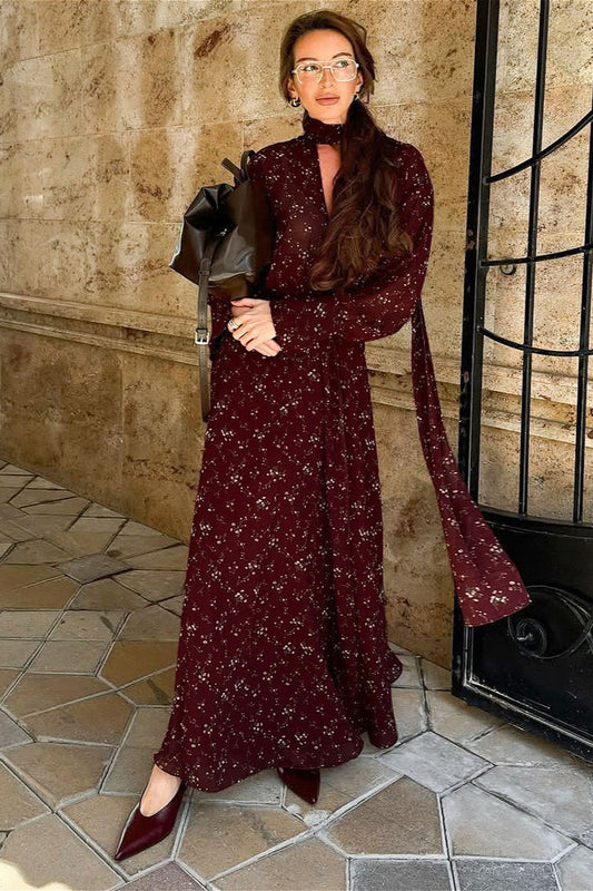 Slim Fit V Neck Chic Floral Dress