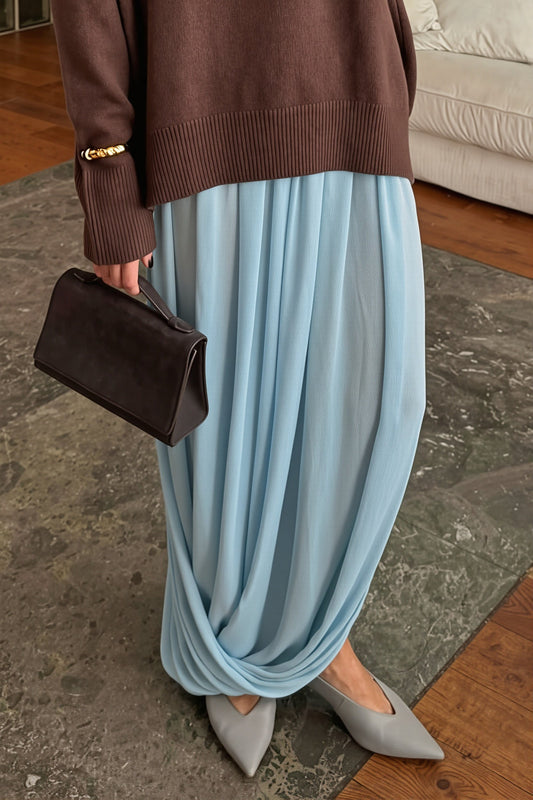 Draped Chiffon Maxi Skirt