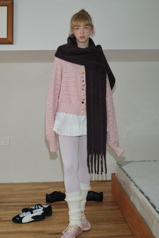 25% Wool Blend Vertical Striped Unisex Scarf