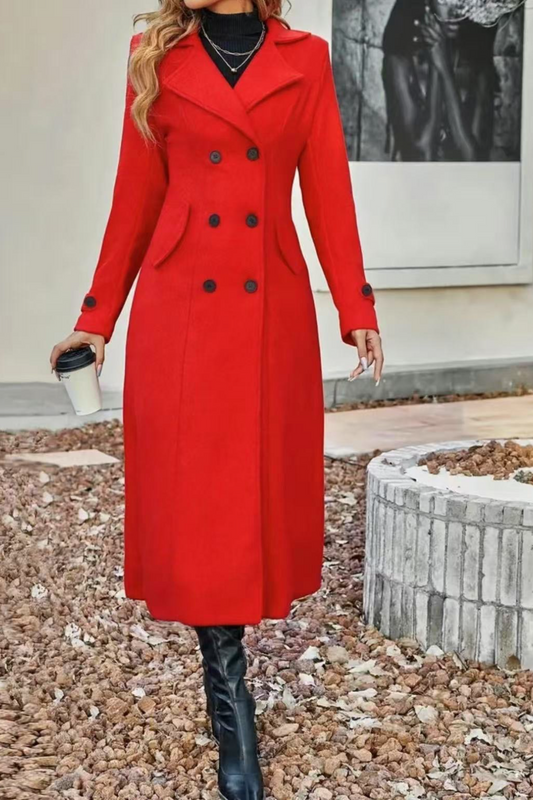 Wool Blend Lapel Double Breasted Chic Christmas Outerwear