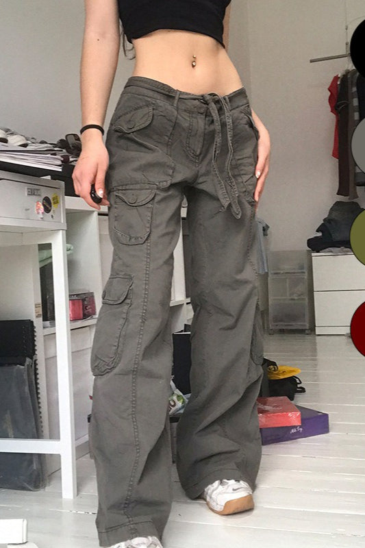 Casual Vintage Cargo Loose Straight Jeans