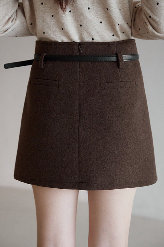 Solid Tartan Textured Skirt