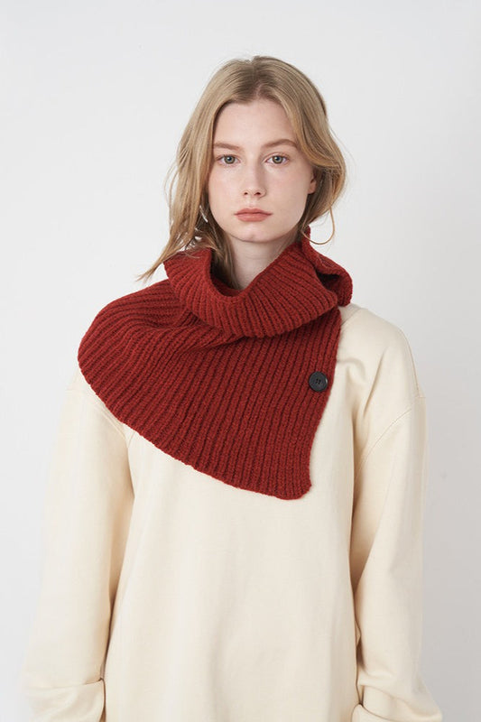 Wool Blend Solid Knitted Removable Buttoned Scarf