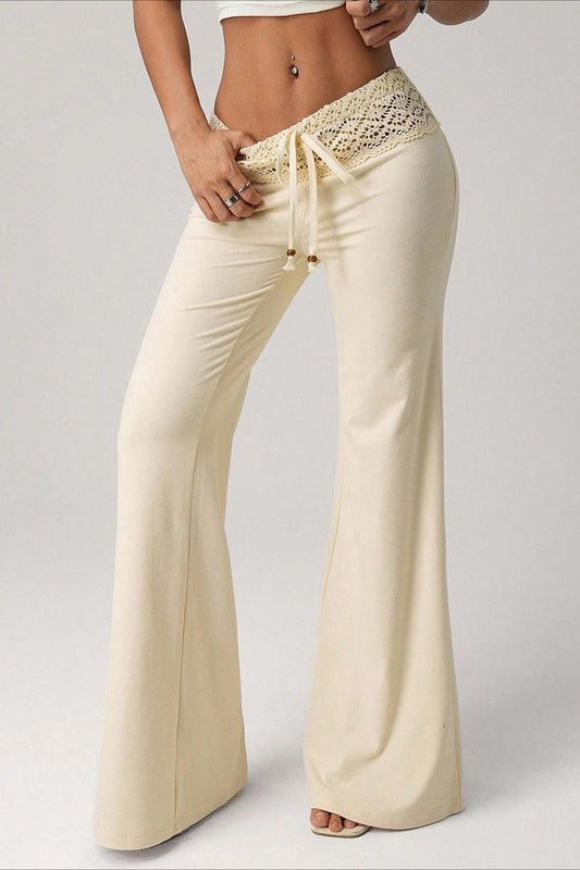 Lace Tie Low Waist Flare Pants