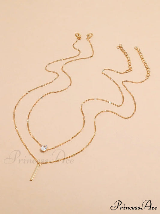 2pcs/set Rhinestone Charm Necklace