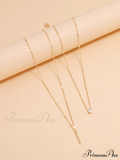 2pcs/set Rhinestone Charm Necklace