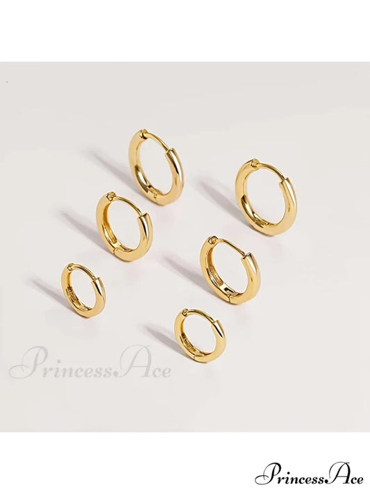 3 Pairs Huggie Hoop Earrings