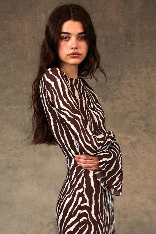 Floral Print Round Neck Bodycon Maxi Dress