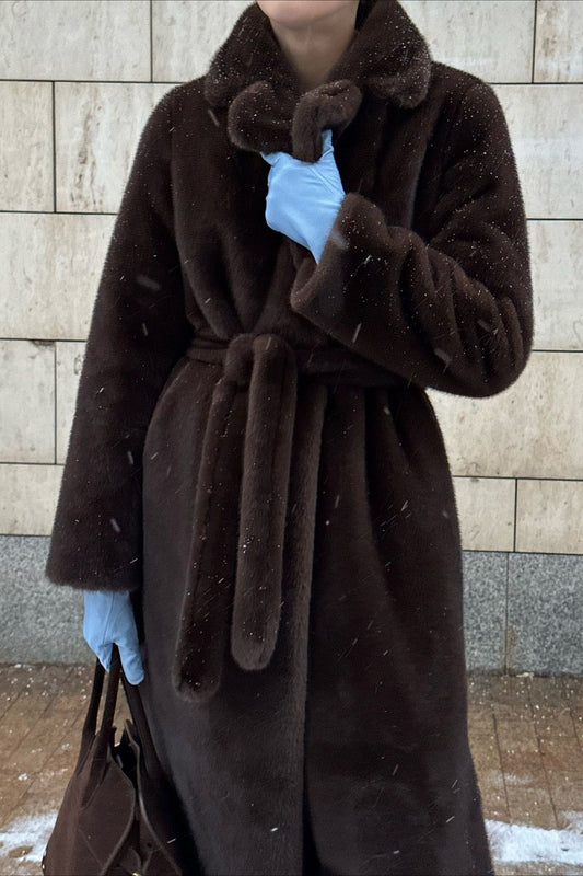 Belted Longline Faux Fur Insulated Overcoat