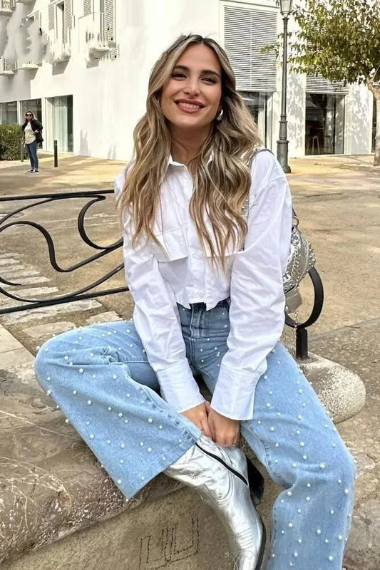 Polo Collar Trench Fabric Shirt Coat