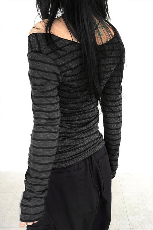 Striped Off Shoulder Casual Blouse