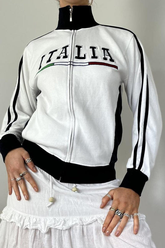 Retro Embroidered Zip Y2k Gothic Sweatshirt