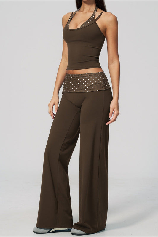 Polka Dots Printed Wide Leg Pants Set