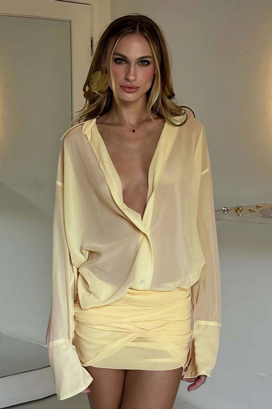 Collared Slim Fit Bodycon Shirt Mini Dress