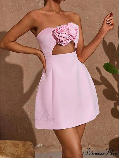 3D Blossom Cutout Mini Dress minidress-250223