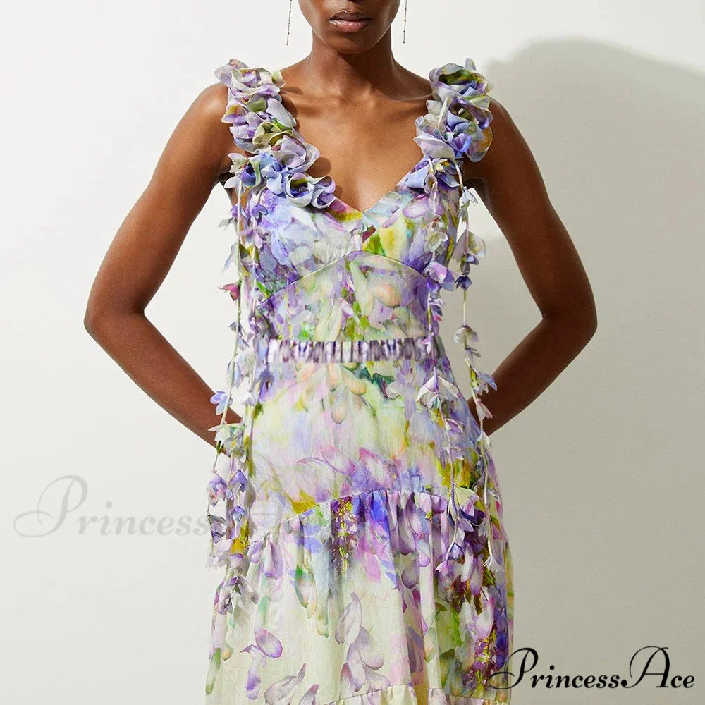 3D Blossom Fringe One Piece Swimsuit purple / S onepiece-250223