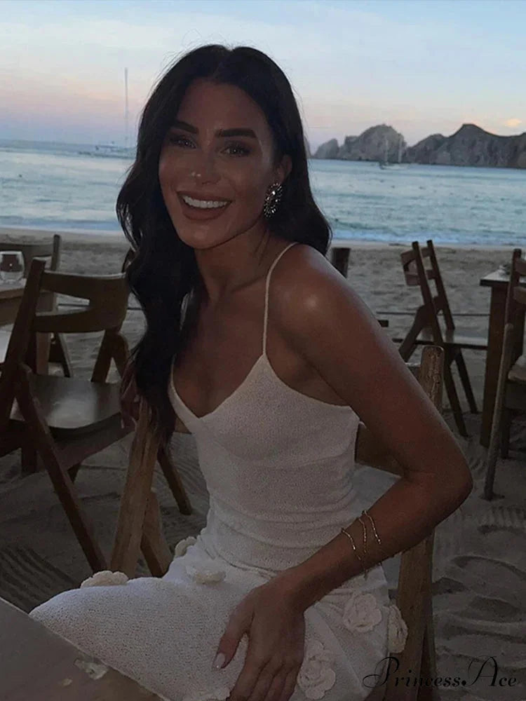 3D Blossom V-neck Open-Back Lace-Up Maxi Floral Gown floraldress-250126