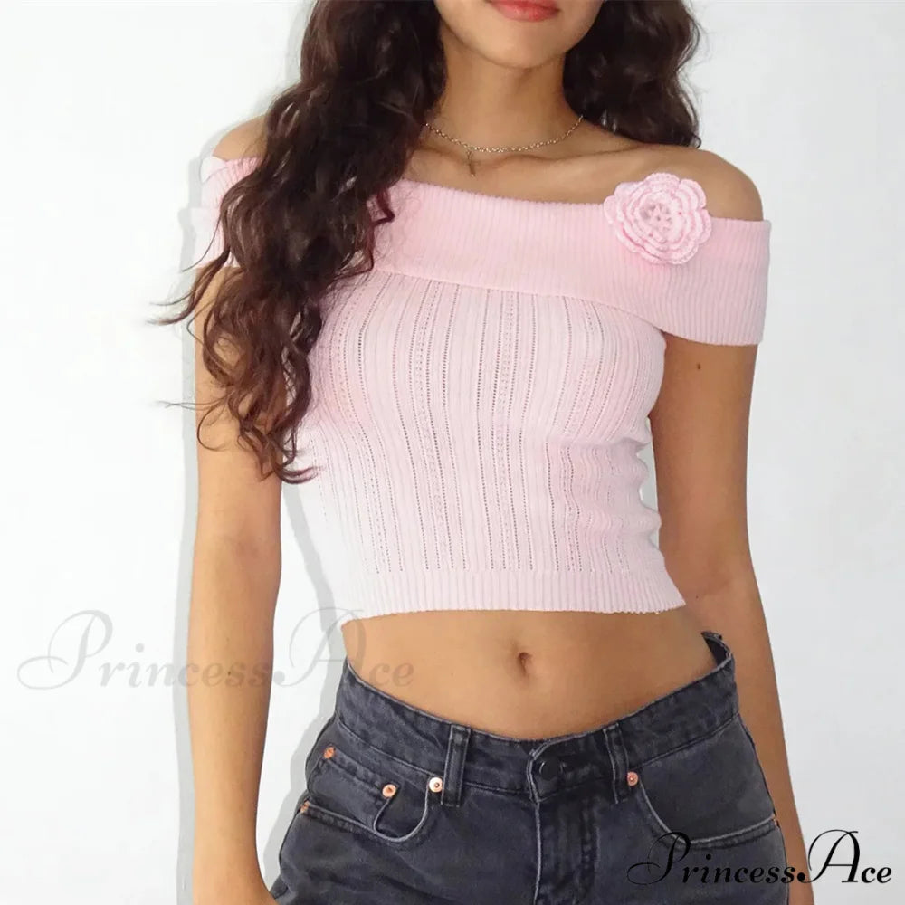 3D Blossom Vessel Neck Crop Top croptop-250223