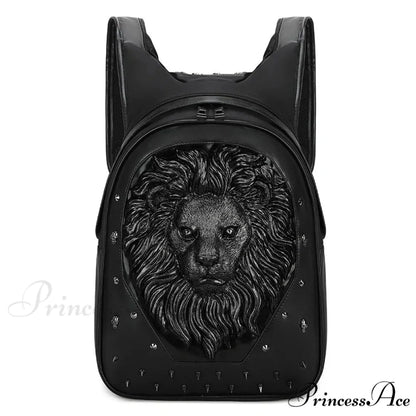 3D Embossed Skull Punk Rock Gothic Leather Rivets Laptop Travel Backpack Bag Black 4