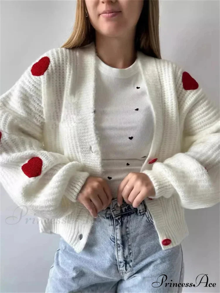 3D Heart Patchwork Valentine’s Day Sweater cardiagn-250126