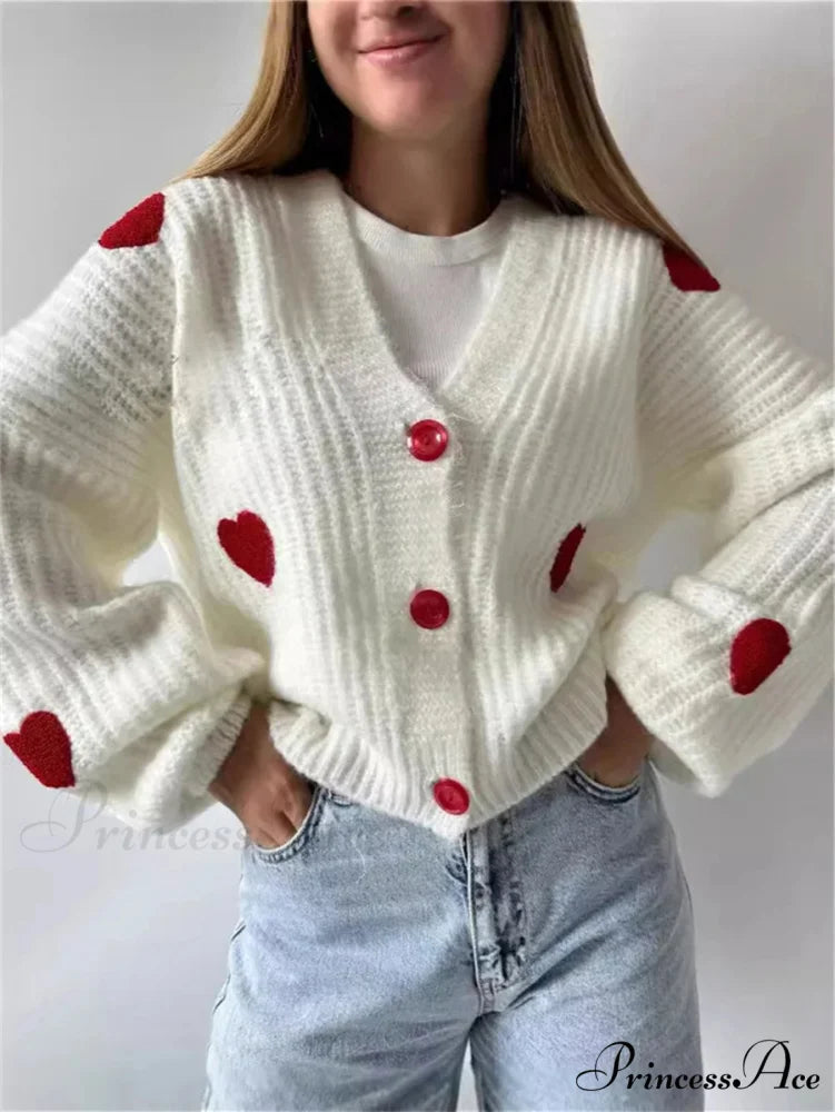 3D Heart Patchwork Valentine’s Day Sweater cardiagn-250126