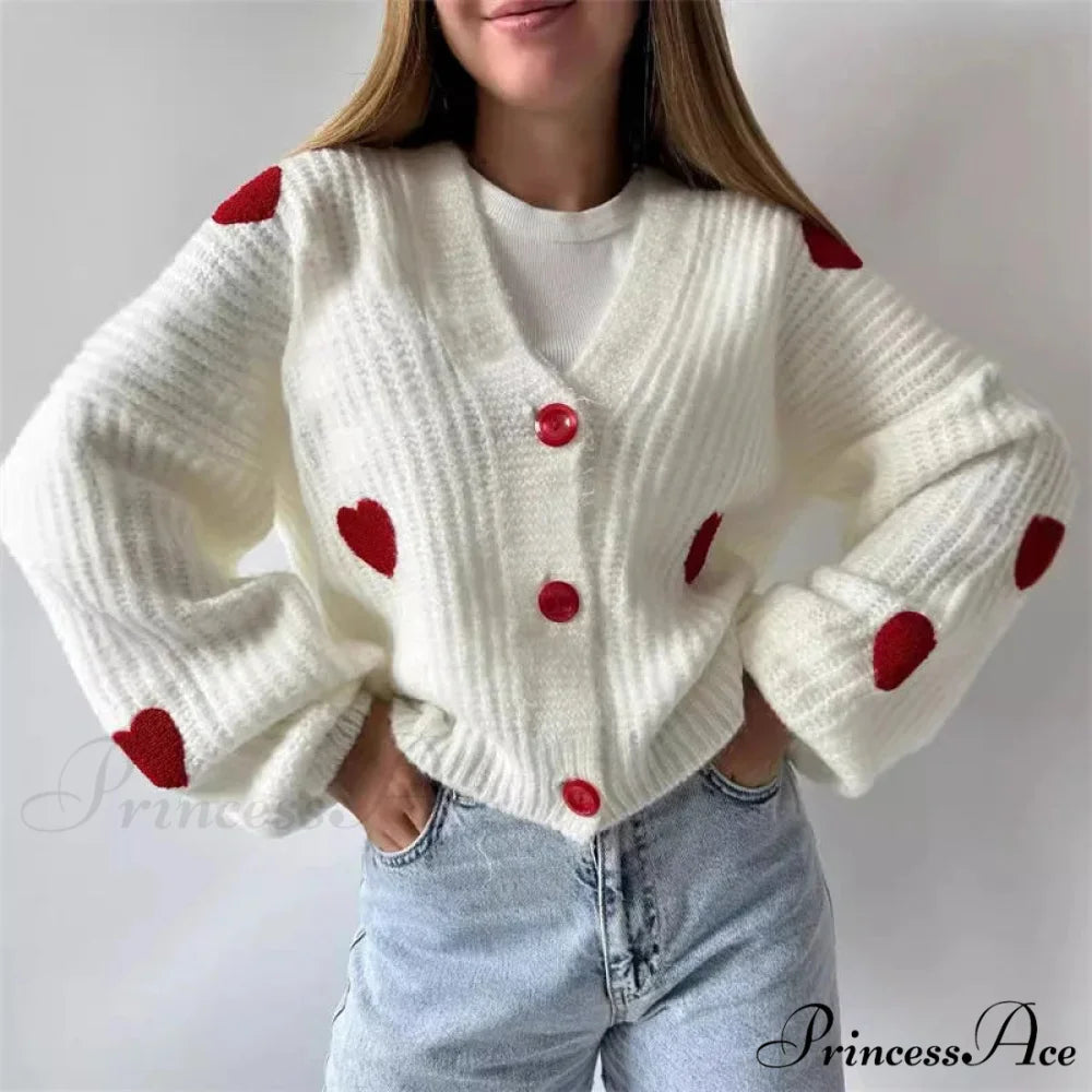 3D Heart Patchwork Valentine’s Day Sweater cardiagn-250126