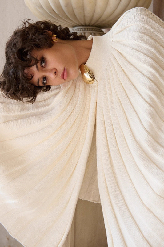 Turtleneck Lazy Loose-Fit Cape Long-Sleeve Knit Top