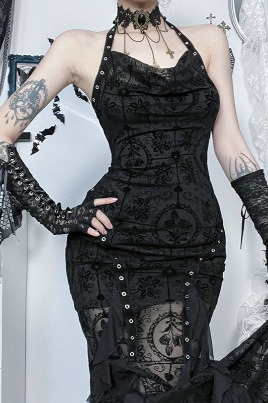 Dark Velvet Drape Gothic Dress