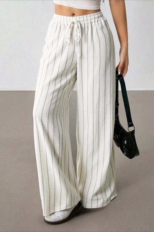 Striped Colorblock Wide Leg Pants
