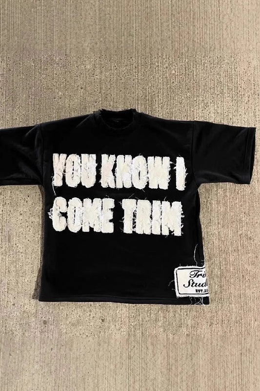 Street Pullover Letter Patch Loose Crew T-shirt