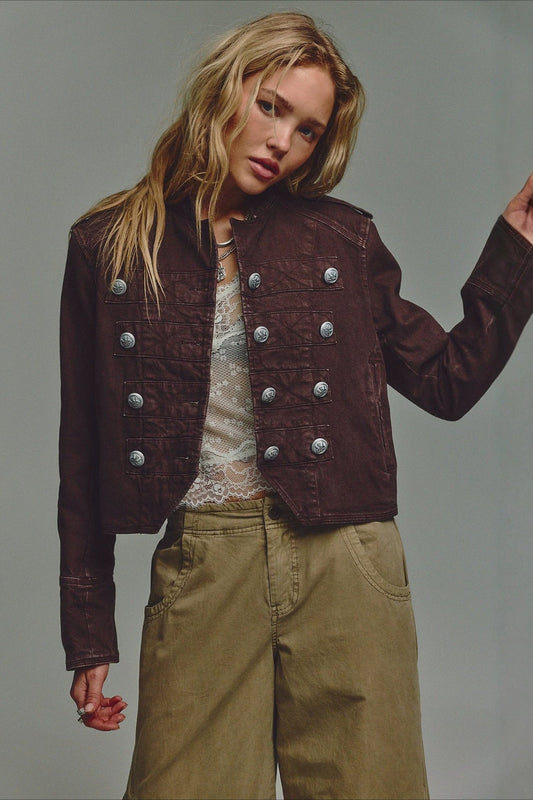 Cropped Double Breasted Military Jacket