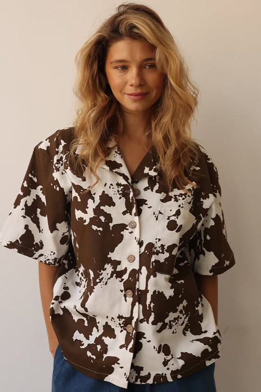 Fashion Loose Printed Short Sleeve Blouse