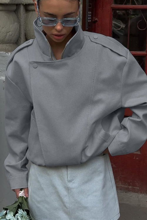 Stand Collar Long Sleeve Tailored Jacket