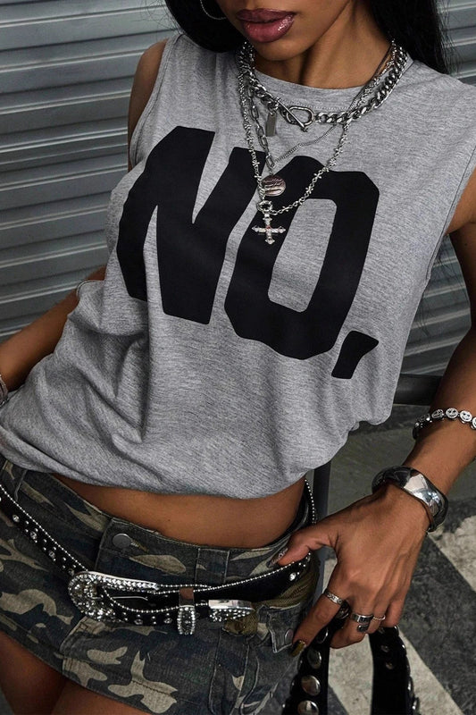 Letter Print Cropped Tank Top