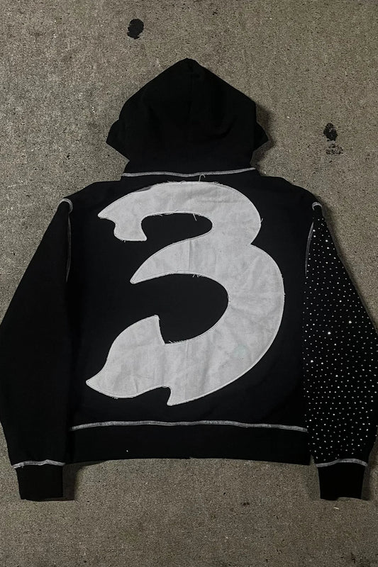 Embroidery Zipper Oversize Hoodie
