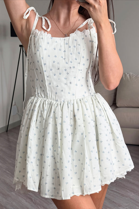 Fresh Floral Pleated Sexy Mini Dress