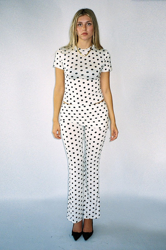 Polka Dot Round Neck Two Pieces Set