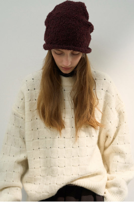 Loose Fit Crew Neck Wool Blend Knit Sweater