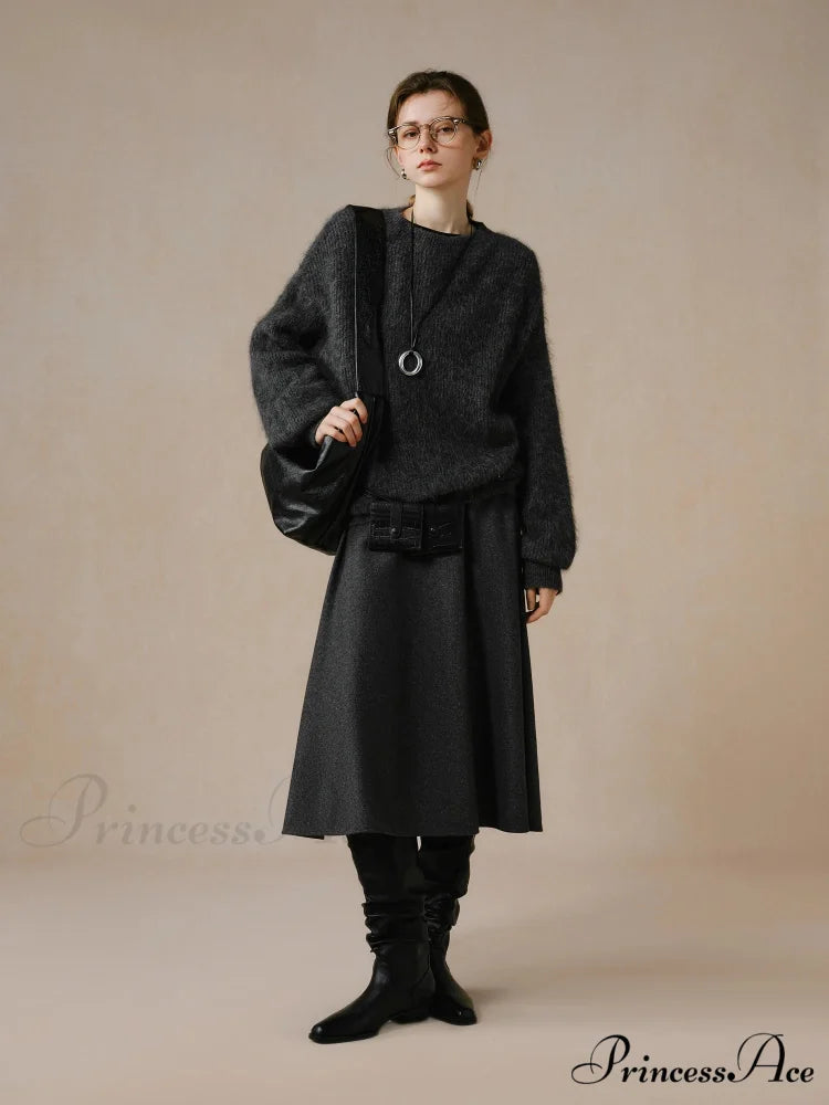 55.8% Alpaca Wool Circular Neck Sweater swraters-241228