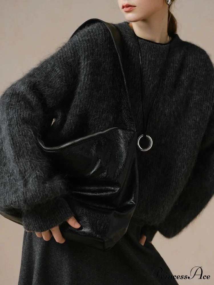 55.8% Alpaca Wool Circular Neck Sweater swraters-241228