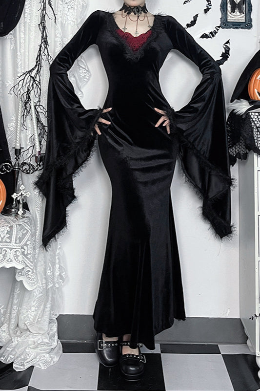 Elegant Open Back Gothic Dress