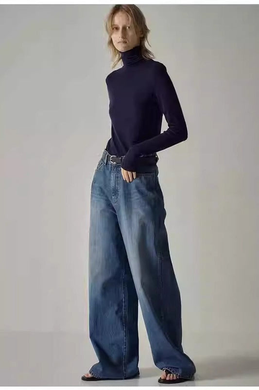 High Waist Black Wide Leg Jean