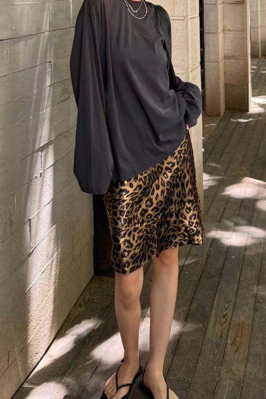 Luxe Leopard Print A-line Skirt