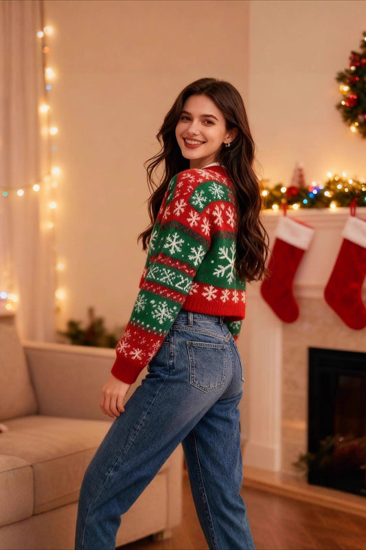 Snowflake Knit Christmas Cardigan