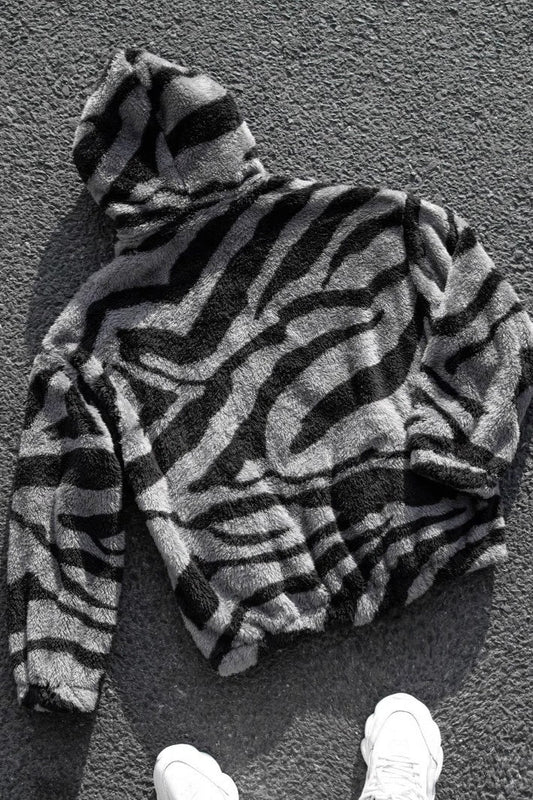 Contrast Panel Zip Hoodie